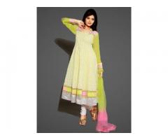 Purchase Green Chikankari Anarkali Desinger Dress Online