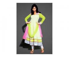 Purchase Green Chikankari Anarkali Desinger Dress Online