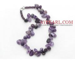 Purple Irregular Amethyst and Crystal Necklace 