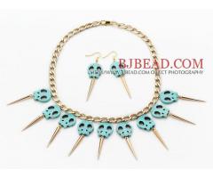 Halloween Style Skull Turquoise Necklace